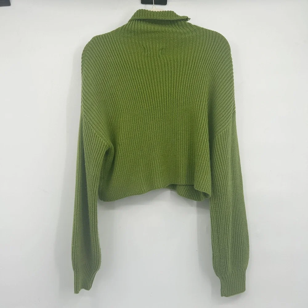 Superdown Womens‎ Green Ribbed Turtleneck Cropped Madison Pullover Sweater XS
